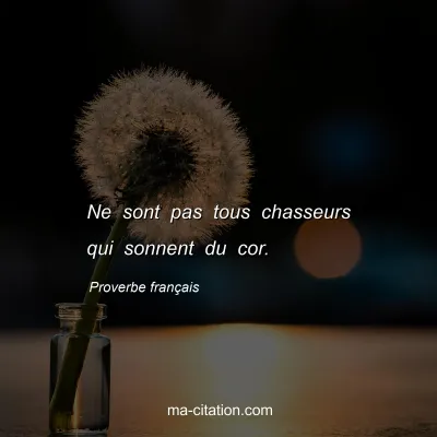 Proverbe franÃ§ais : Ne sont pas tous chasseurs qui sonnent du cor.