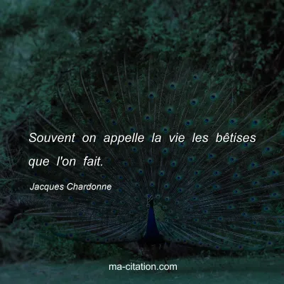 Jacques Chardonne : Souvent on appelle la vie les bêtises que l'on fait.