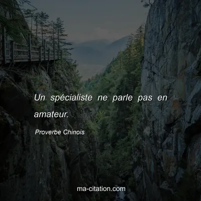 Proverbe Chinois : Un spÃ©cialiste ne parle pas en amateur.