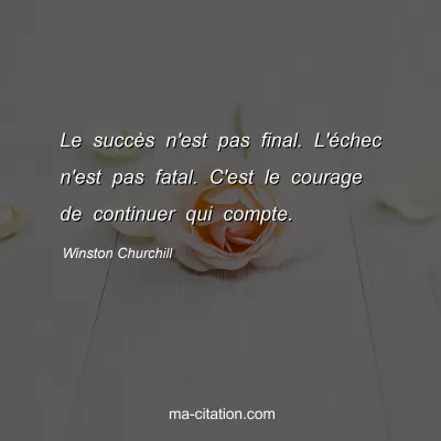 Winston Churchill : Le succès n'est pas final. L'échec n'est pas fatal. C'est le courage de continuer qui compte.