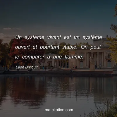 Léon Brillouin : Un système vivant est un système ouvert et pourtant stable. On peut le comparer à une flamme.