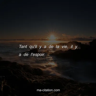 Tant qu'il y a de la vie, il y a de l'espoir.