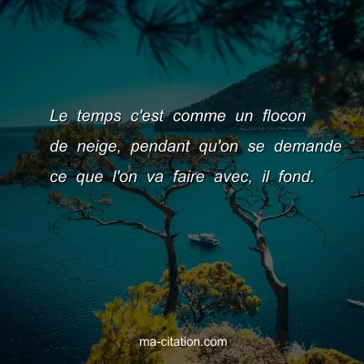 Le temps c'est comme un flocon de neige, pendant qu'on se demande ce que l'on va faire avec, il fond.
