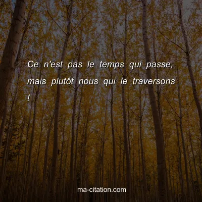 Ce n'est pas le temps qui passe, mais plutÃ´t nous qui le traversons !