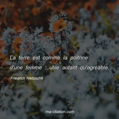 Friedrich Nietzsche : La terre est comme la poitrine d'une femme : utile autant qu'agrÃ©able.
