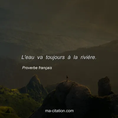 Proverbe franÃ§ais : L'eau va toujours Ã  la riviÃ¨re.