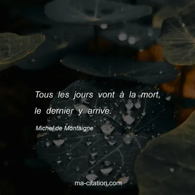 Michel de Montaigne : Tous les jours vont Ã  la mort, le dernier y arrive.