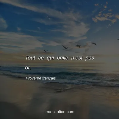 Proverbe franÃ§ais : Tout ce qui brille nâ€™est pas or.