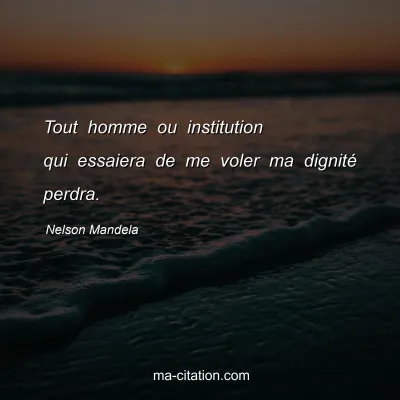 Nelson Mandela : Tout homme ou institution qui essaiera de me voler ma dignitÃ© perdra.