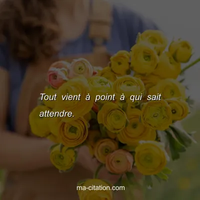 Tout vient Ã  point Ã  qui sait attendre.