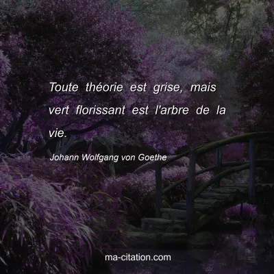 Johann Wolfgang von Goethe : Toute thÃ©orie est grise, mais vert florissant est l'arbre de la vie.