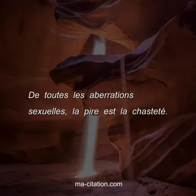 De toutes les aberrations sexuelles, la pire est la chastetÃ©.
