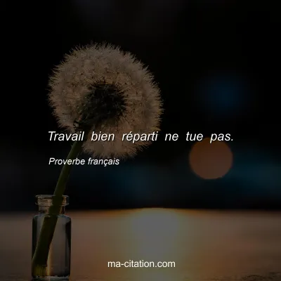 Proverbe franÃ§ais : Travail bien rÃ©parti ne tue pas.