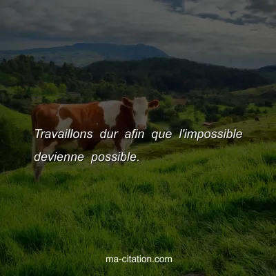 Travaillons dur afin que l'impossible devienne possible.