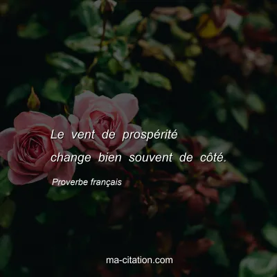 Proverbe franÃ§ais : Le vent de prospÃ©ritÃ© change bien souvent de cÃ´tÃ©.