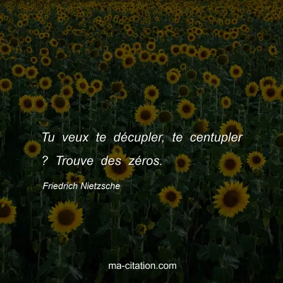 Friedrich Nietzsche : Tu veux te dÃ©cupler, te centupler ? Trouve des zÃ©ros.