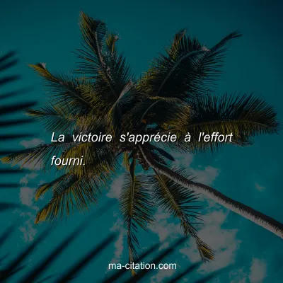 La victoire s'apprÃ©cie Ã  l'effort fourni.