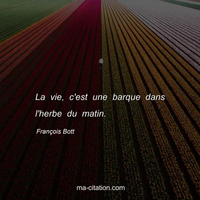 François Bott : La vie, c'est une barque dans l'herbe du matin.