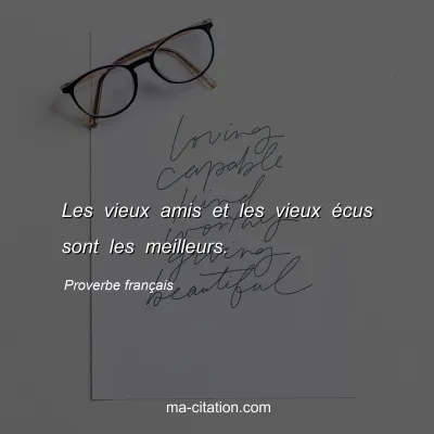 Proverbe franÃ§ais : Les vieux amis et les vieux Ã©cus sont les meilleurs.