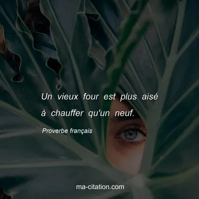 Proverbe franÃ§ais : Un vieux four est plus aisÃ© Ã  chauffer qu'un neuf.