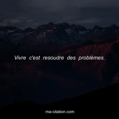 Vivre c'est resoudre des problÃ¨mes.