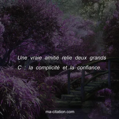 Une vraie amitiÃ© relie deux grands C : la complicitÃ© et la confiance.