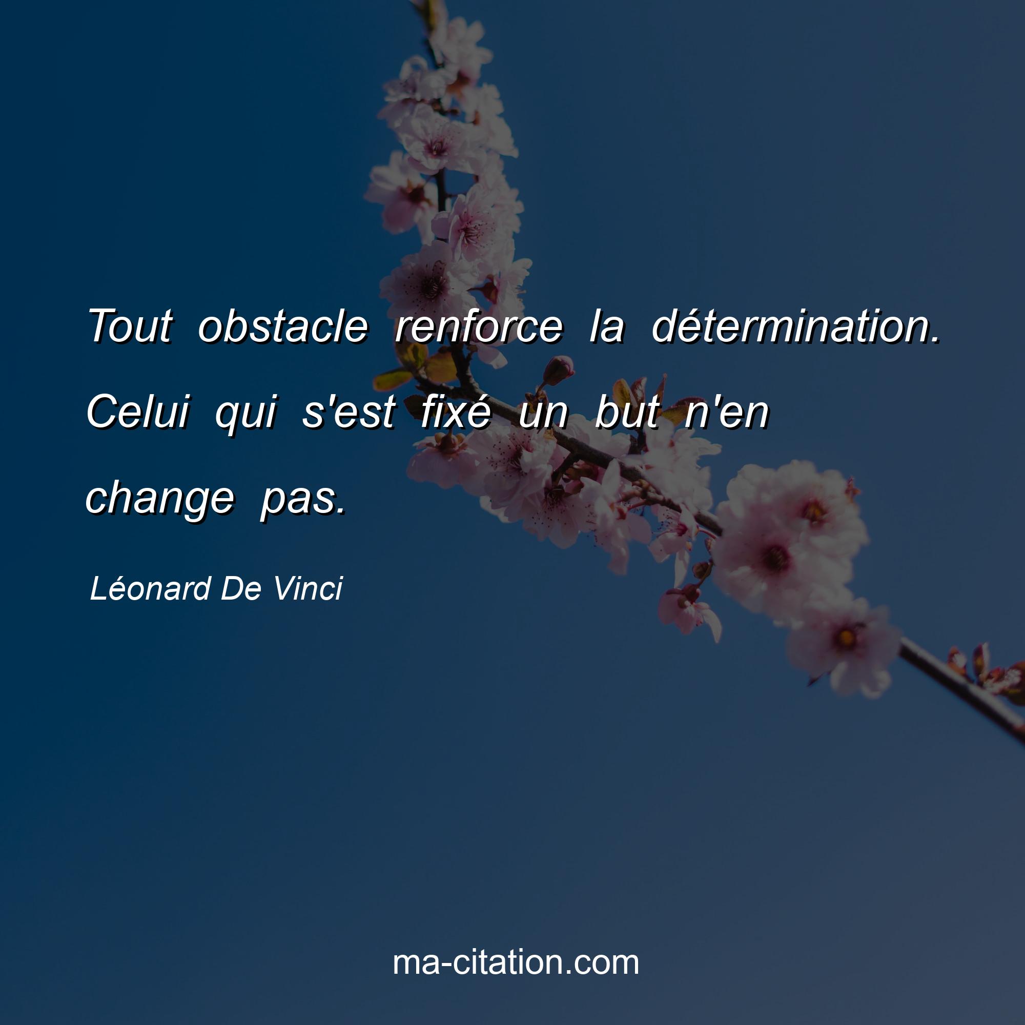 Léonard De Vinci : Tout obstacle renforce la détermination. Celui qui s'est fixé un but n'en change pas.