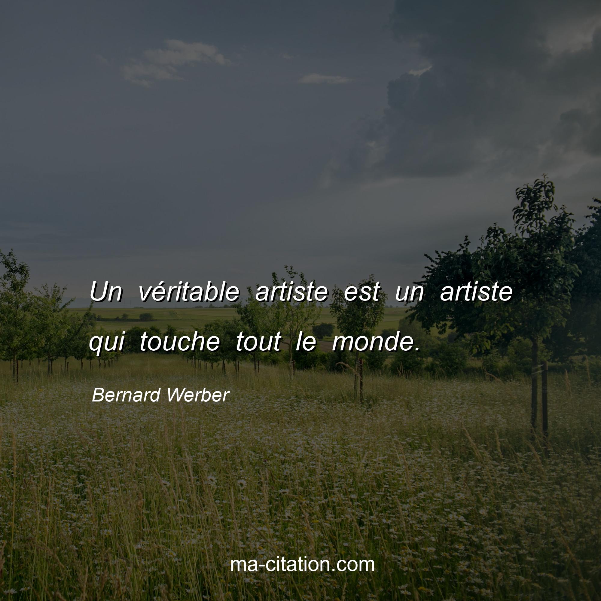 Bernard Werber : Un véritable artiste est un artiste qui touche tout le monde.
